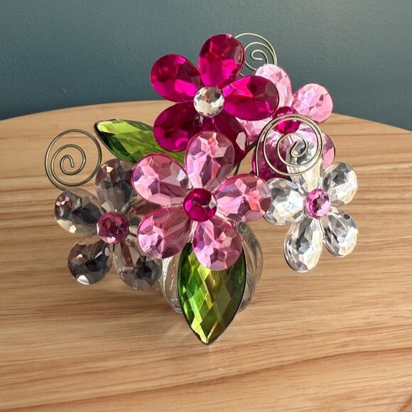 6 Ganz Crystal Creations Acrylic Suncatcher Place Card Holders Floral Butterfly - Picture 5 of 10